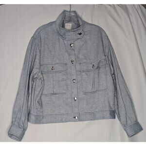 H & M Womens Medium Blue white High Neck Jacket Classiccore everyday minimalist